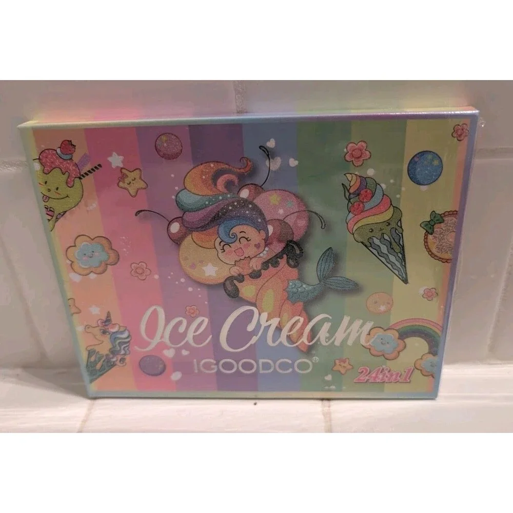 IGOODCO Ice Cream 24 in 1 Eyeshadow Palette Colorful Rainbow Pastel New